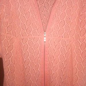 Women's Leaf Weave Jacket or cover up in Coral L/XL